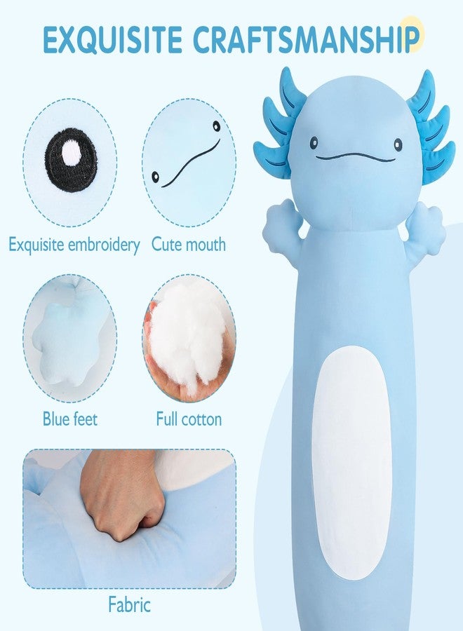 Dalmao 36 inch Cute Giant Blue Axolotl Plush Soft Body Pillow, Large Axolotl Stuffed Animals Toy, Squishy Plushies Gifts for Kids Boys Girls Birthday, Valentine's - Image 2